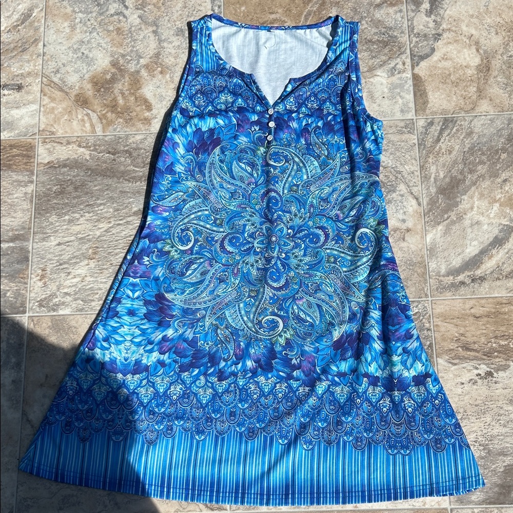 Vibrant Blue Paisley Midi Dress